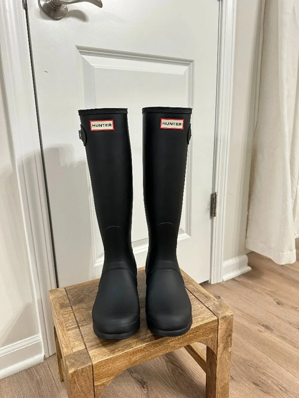 HUNTER Original Tall Rain Boot in Black Size US 8
